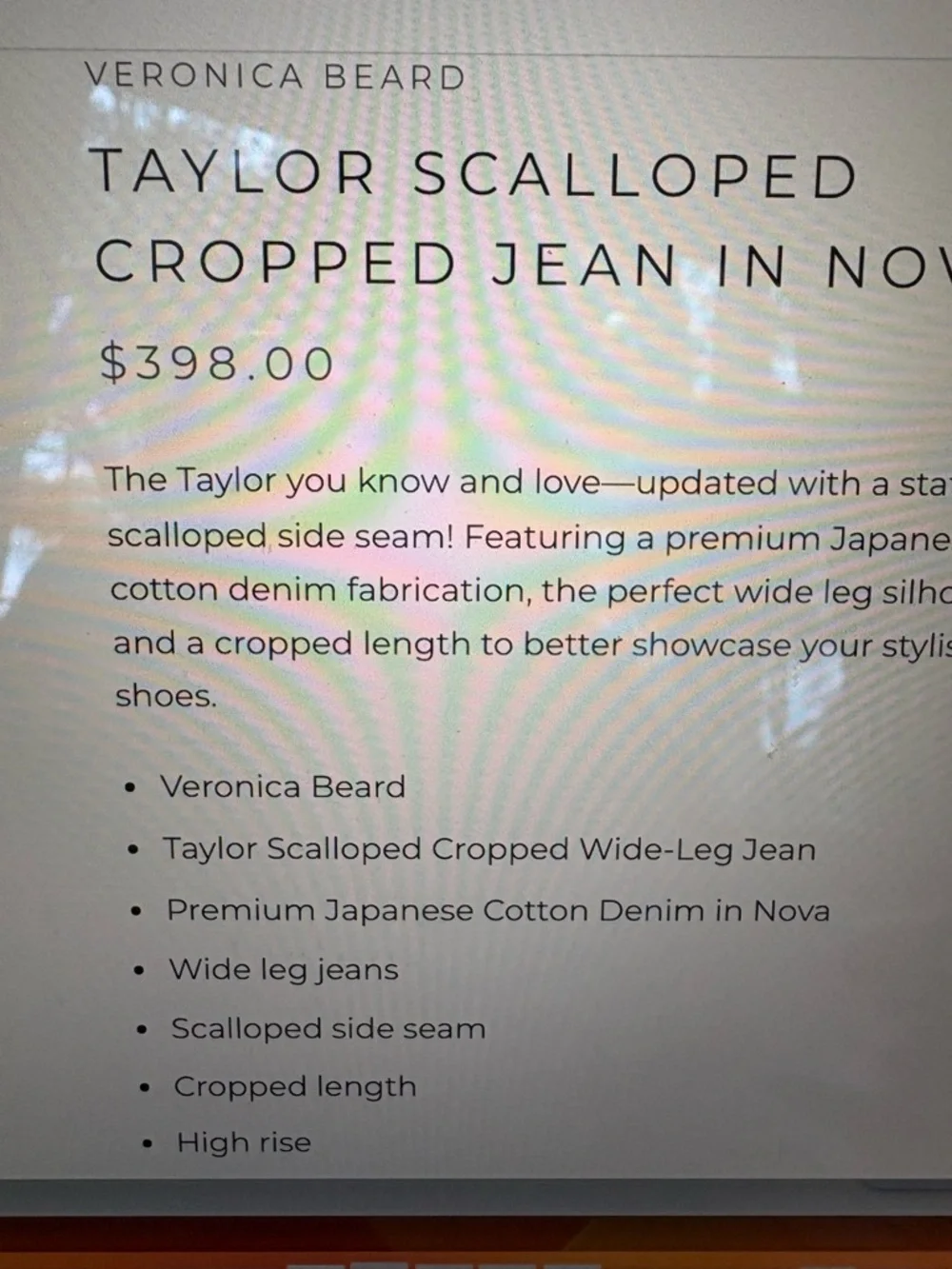 Veronica Beard Taylor Cropped High Rise Wide Leg with Scalloped Side Seam - Picture 6 of 6